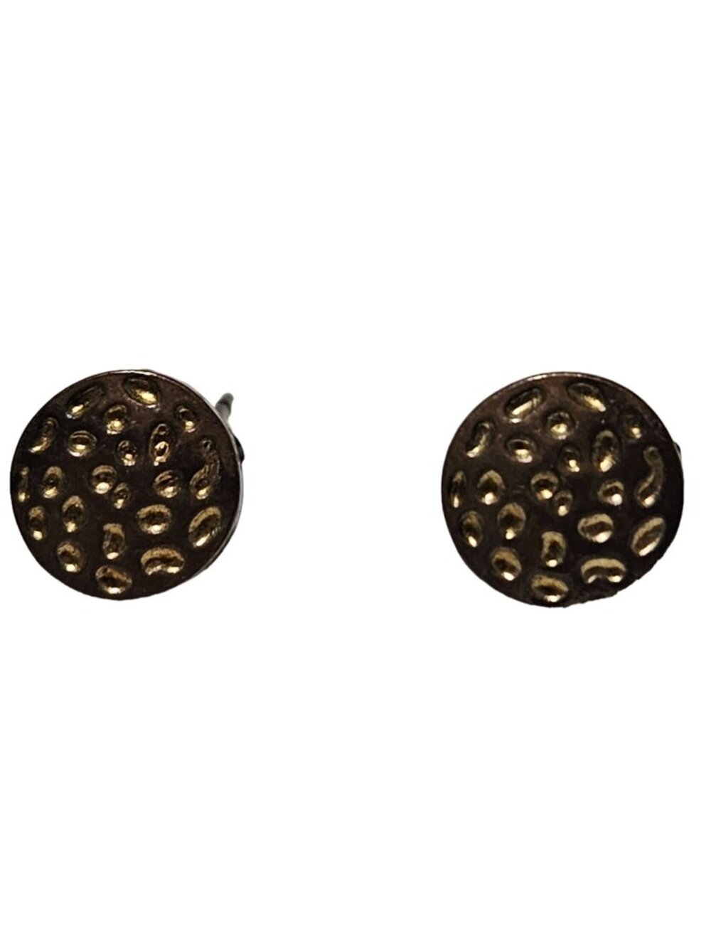 Vintage  Spotted Disc Stud Earrings Gold Tone Retro Minimalist Fashion Jewelry